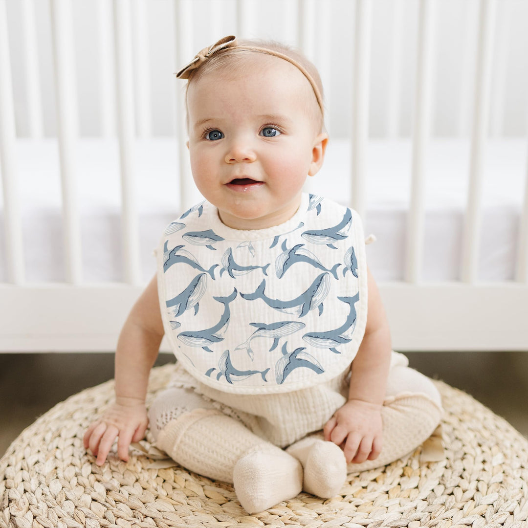 Konssy 6-Pack Muslin Cotton Baby Bibs for Drooling and Teething Soft Absorbent Front, Fleece Back Keeps Clothes Dry, Easy to Clean, Adjustable Fit for Boys & Girls Ages 0-36 Months