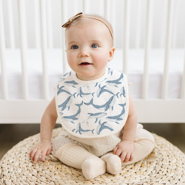 Konssy 6-Pack Muslin Cotton Baby Bibs for Drooling and Teething Soft Absorbent Front, Fleece Back Keeps Clothes Dry, Easy to Clean, Adjustable Fit for Boys & Girls Ages 0-36 Months