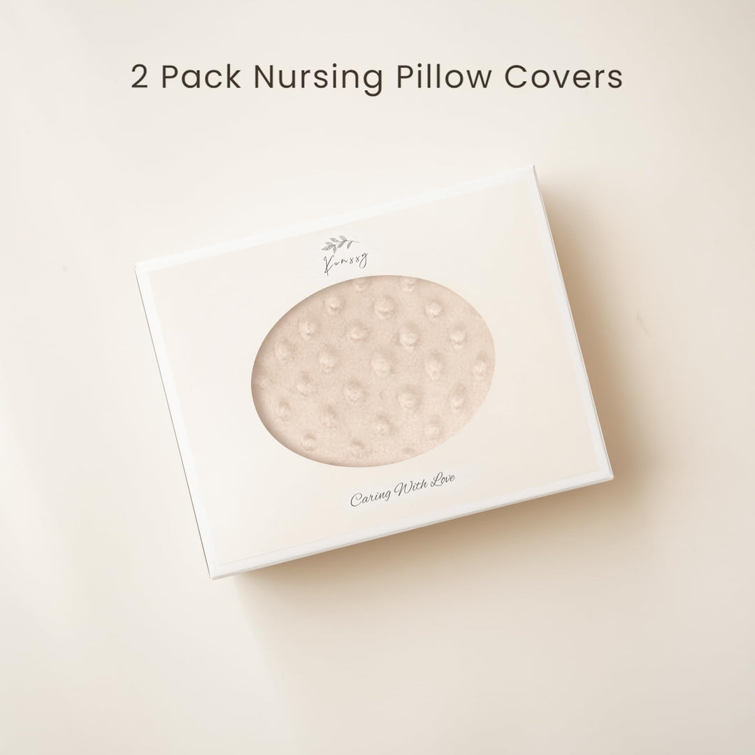 Konssy 2 Pack Nursing Pillow Covers, Soft Covers for Breastfeeding Pillows Covers Only, Cloud-Like Soft Plush Fabric, Cozy Comfort for Baby Boy Girl, Hidden Zipper, Machine Washable