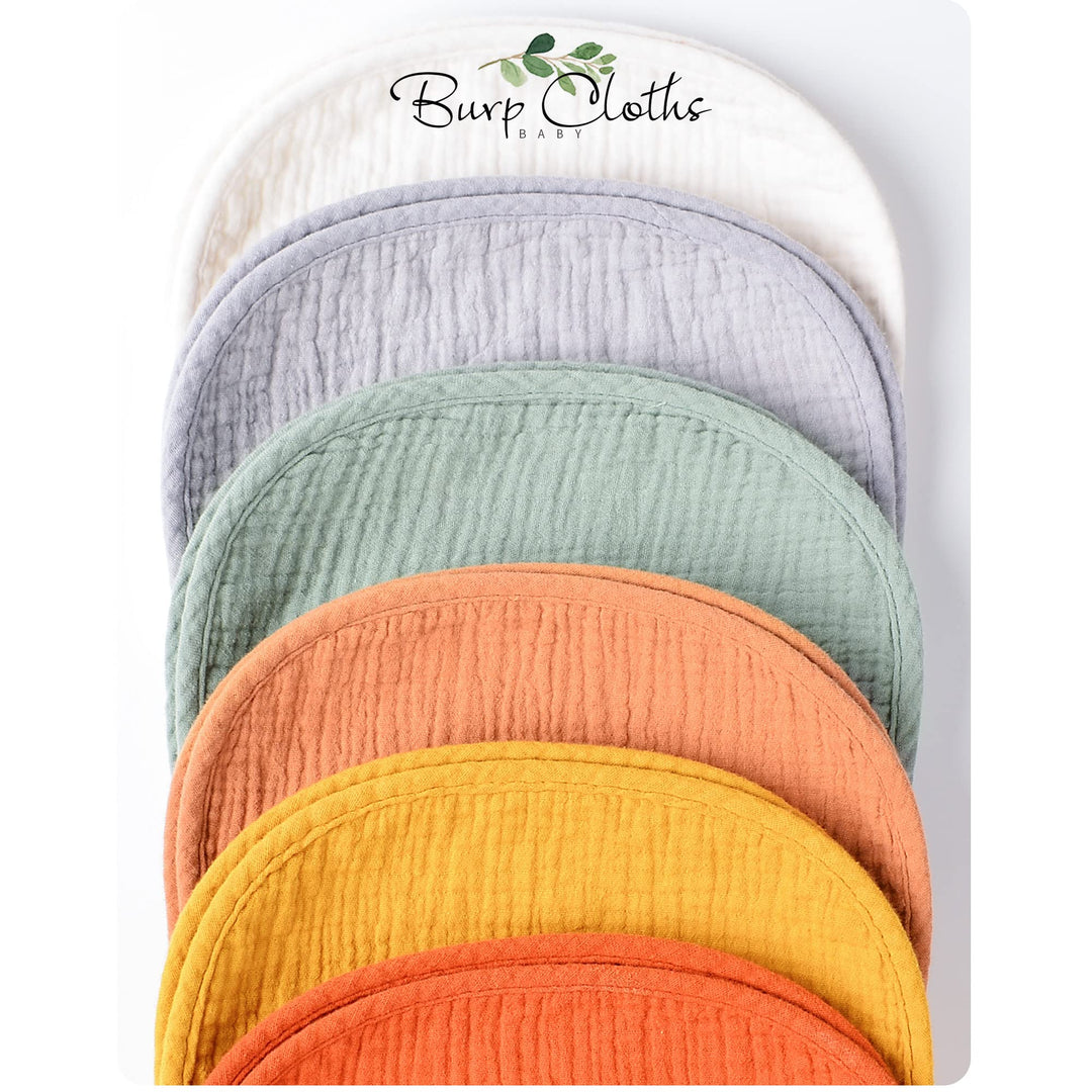 Konssy 6 Pack Large Muslin Baby Burp Cloths and Burp Rags Set for Newborn 100% Cotton, Super Soft & Absorbent, Shrink Resistant, Easy to Wash & Dry, Suitable for Unisex Boys & Girls