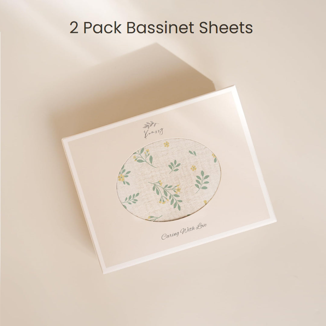 Konssy 2 Pack Muslin Changing Pad Covers for Baby Girls Boys, 32"x16" 100% Cotton, Soft & Breathable, Fitted Diaper Changing Table Sheets, Full Elastic Fit, Floral & Solid Designs