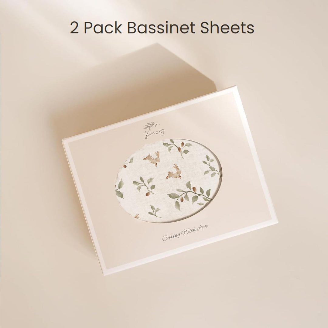 Konssy 2 Pack Muslin Changing Pad Covers for Baby Girls Boys, 32"x16" 100% Cotton, Soft & Breathable, Fitted Diaper Changing Table Sheets, Full Elastic Fit, Floral & Solid Designs