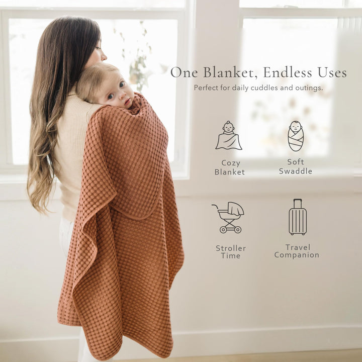 Konssy Waffle Baby Blanket for Boys & Girls, Soft Newborn Swaddle Blanket Waffle Knit, Cozy Crib Blanket Neutral for Nursery, Stroller & Toddler Bed, Machine Washable, 41" x 37"