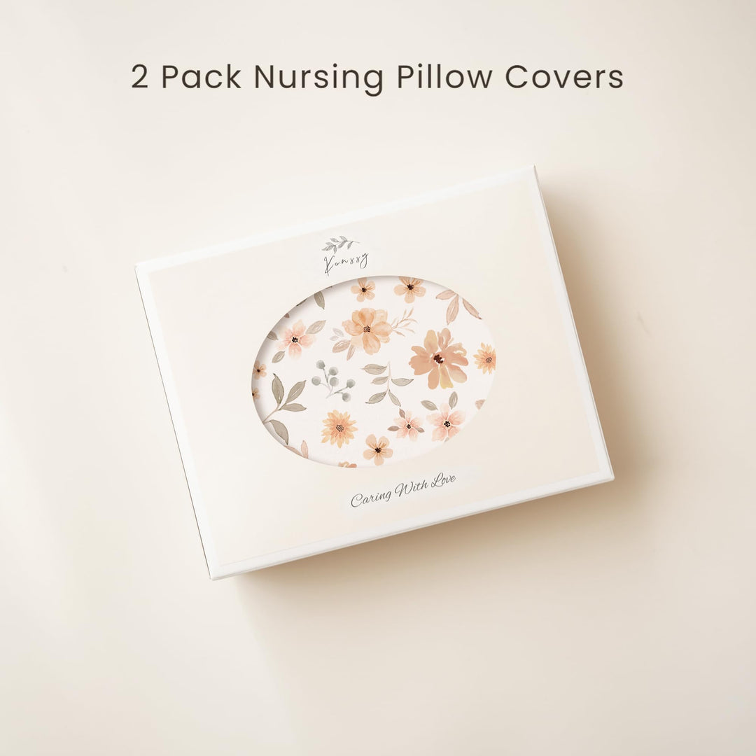 Konssy 2 Pack Nursing Pillow Covers, Soft Covers for Breastfeeding Pillows Covers Only, Cloud-Like Soft Plush Fabric, Cozy Comfort for Baby Boy Girl, Hidden Zipper, Machine Washable