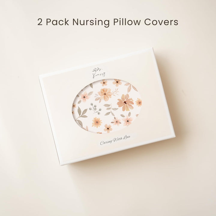 Konssy 2 Pack Nursing Pillow Covers, Soft Covers for Breastfeeding Pillows Covers Only, Cloud-Like Soft Plush Fabric, Cozy Comfort for Baby Boy Girl, Hidden Zipper, Machine Washable