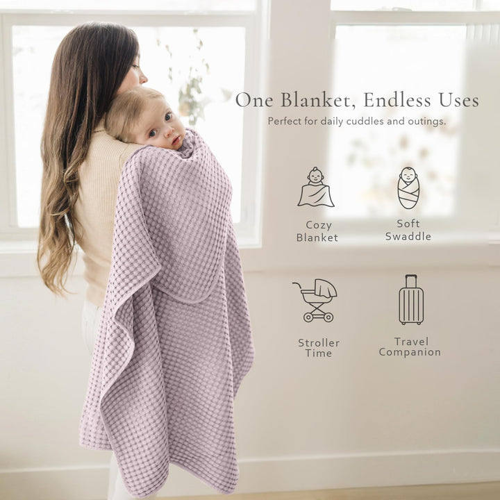 Konssy Waffle Baby Blanket for Boys & Girls, Soft Newborn Swaddle Blanket Waffle Knit, Cozy Crib Blanket Neutral for Nursery, Stroller & Toddler Bed, Machine Washable, 41" x 37"