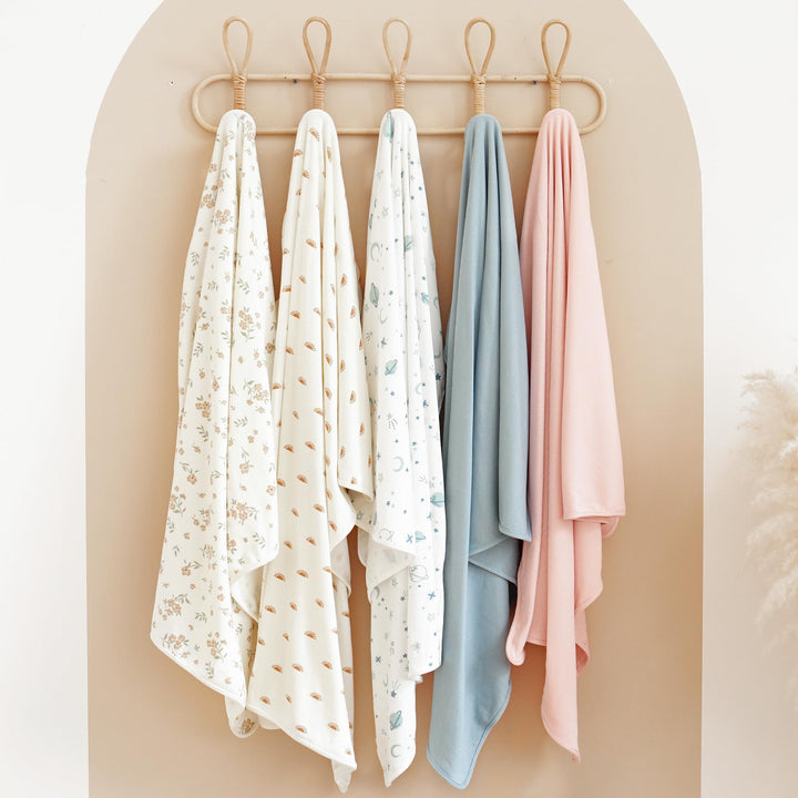Konssy 2 Pack Ribbed Knit Swaddle Blankets for Baby Boys & Girls, 33"x42" Soft & Stretchy Knit, Lightweight & Cozy, for Swaddling, Receiving & Stroller, Newborn to Toddler