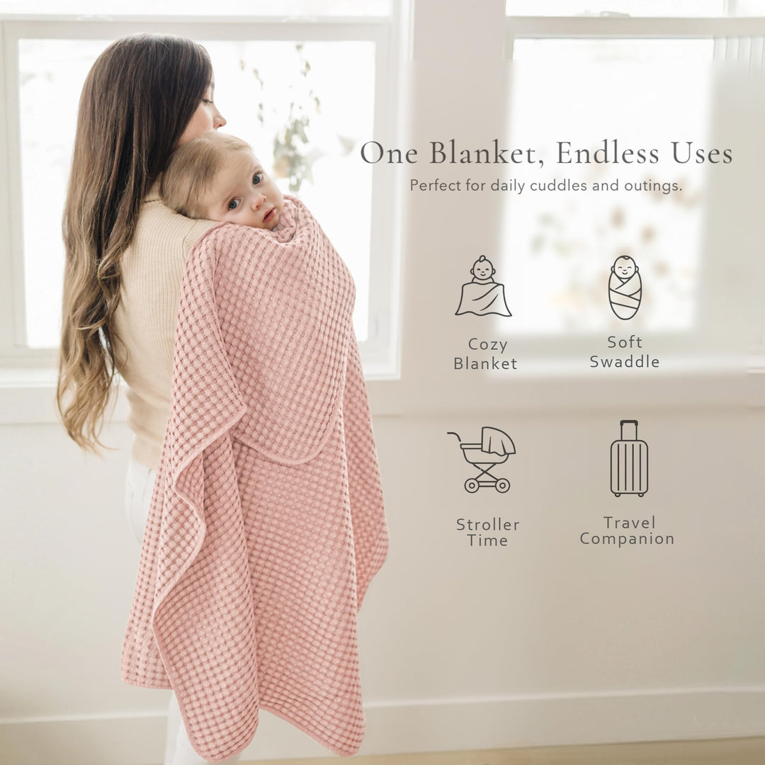 Konssy Waffle Baby Blanket for Boys & Girls, Soft Newborn Swaddle Blanket Waffle Knit, Cozy Crib Blanket Neutral for Nursery, Stroller & Toddler Bed, Machine Washable, 41" x 37"