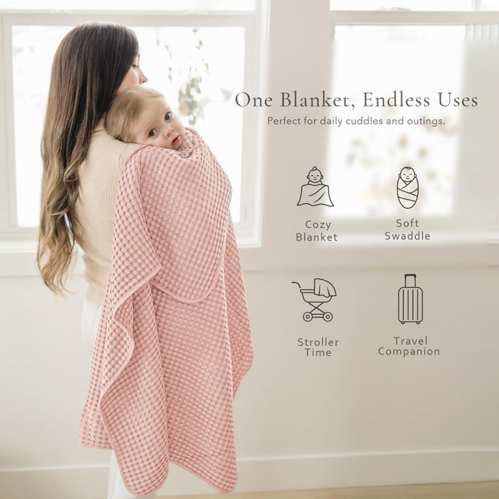 Konssy Waffle Baby Blanket for Boys & Girls, Soft Newborn Swaddle Blanket Waffle Knit, Cozy Crib Blanket Neutral for Nursery, Stroller & Toddler Bed, Machine Washable, 41" x 37"