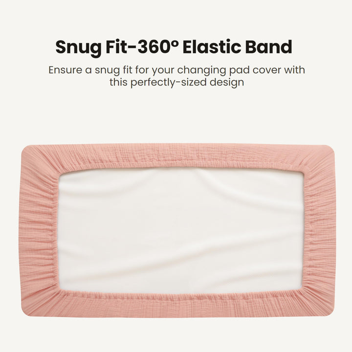 Konssy 2 Pack Quilted Muslin Changing Pad Cover, Waterproof Layer, 32"x16" 100% Cotton Surface, Absorbent & Soft, Fitted Changing Table Sheets, Full Elastic Fit, for Baby Girls & Boys