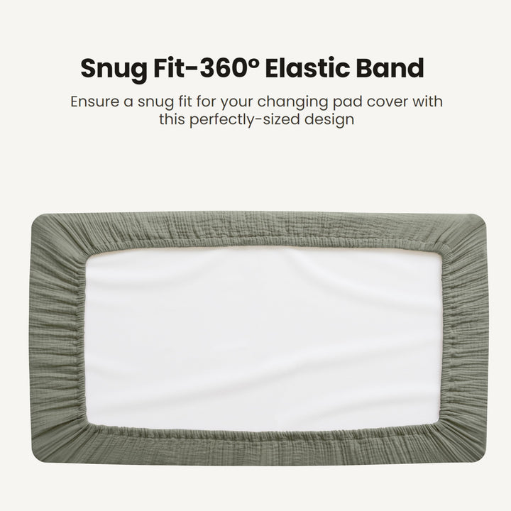 Konssy 2 Pack Quilted Muslin Changing Pad Cover, Waterproof Layer, 32"x16" 100% Cotton Surface, Absorbent & Soft, Fitted Changing Table Sheets, Full Elastic Fit, for Baby Girls & Boys