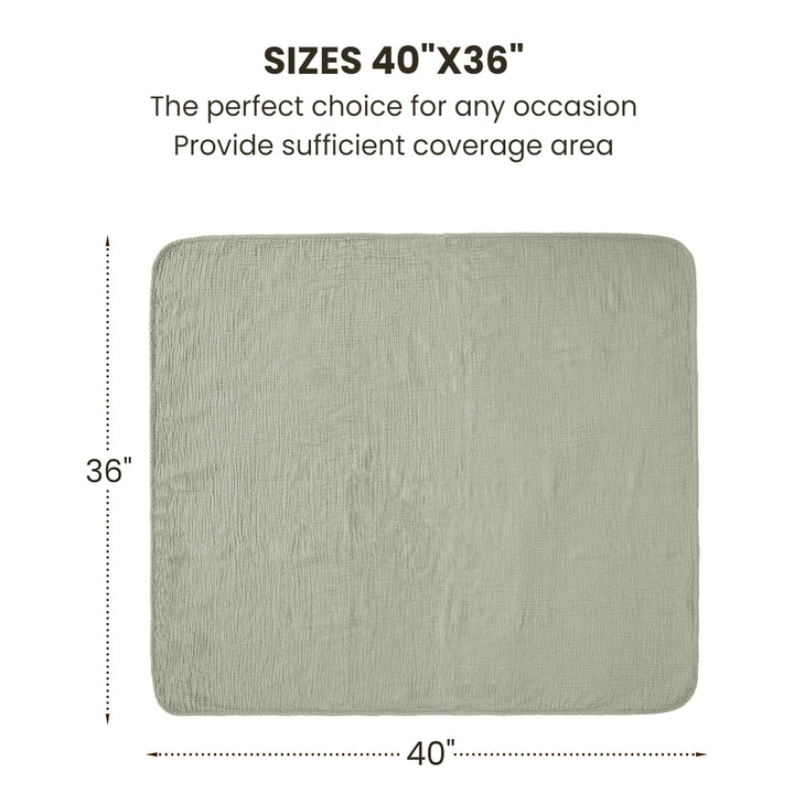 Konssy 100% Cotton Muslin Baby Blanket for Girls Boys, 40"x36" Soft & Lightweight, 4-Layer Muslin, for Receiving, Swaddling, Crib, Stroller & Nursery, Newborn to Toddler