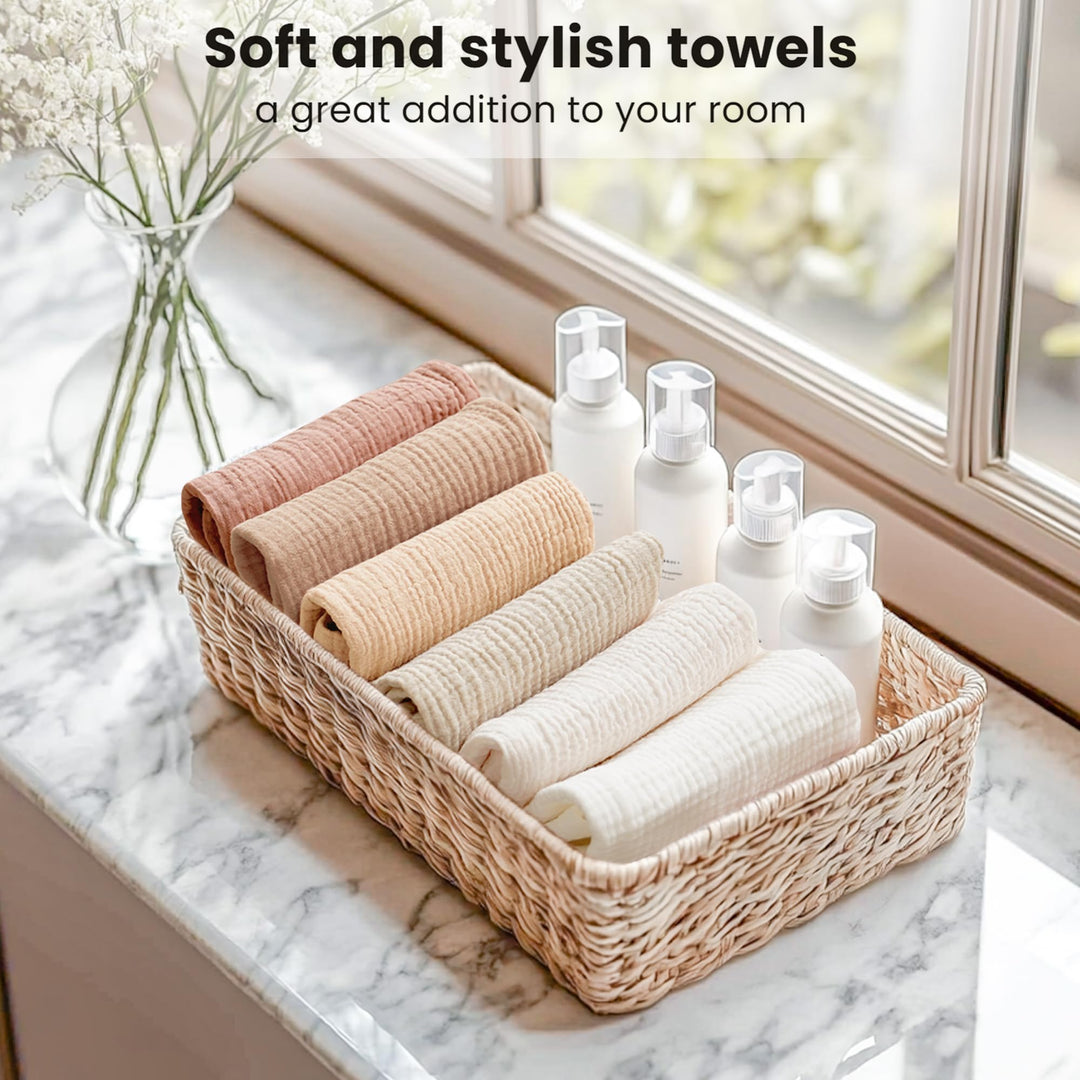 Konssy 6 Pack Face Cloths, 100% Muslin Cotton Wash Cloth for Washing Face 11" x 11" Facial Washcloths for Women, Soft & Reusable, for Sensitive Skin, Makeup Remover Cloths for Daily Cleansing