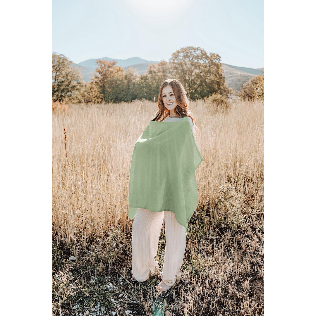 Konssy Muslin Nursing Cover Up for Breastfeeding with Rigid Hoop 100% Cotton Nursing Apron, Lightweight & Breathable, Carseat Canopy, Breast Feeding Covers for Women
