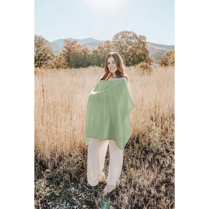 Konssy Muslin Nursing Cover Up for Breastfeeding with Rigid Hoop 100% Cotton Nursing Apron, Lightweight & Breathable, Carseat Canopy, Breast Feeding Covers for Women