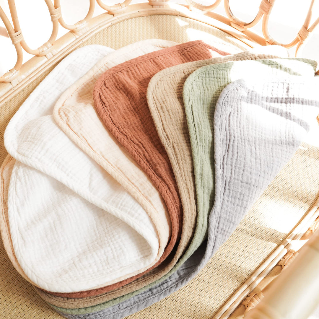 Konssy 6 Pack Large Muslin Baby Burp Cloths and Burp Rags Set for Newborn 100% Cotton, Super Soft & Absorbent, Shrink Resistant, Easy to Wash & Dry, Suitable for Unisex Boys & Girls