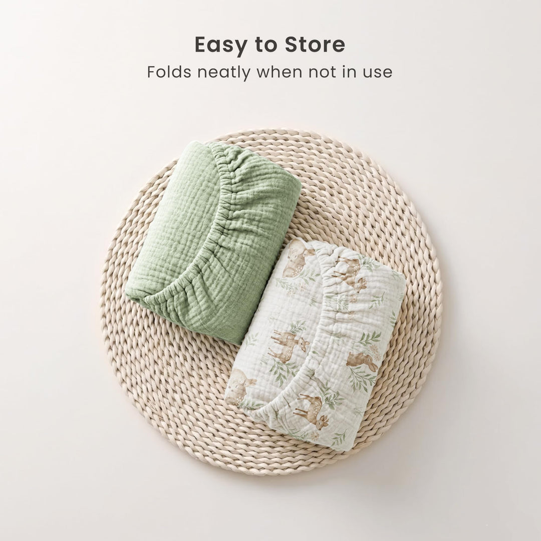 Konssy Muslin Bassinet Sheets for Baby Boys and Girls, 2 Pack, 33"x21" 100% Cotton, Bassinet Mattress Sheets, for Baby Delight, Dream on Me, Other Rectangle Bedside Mattresses