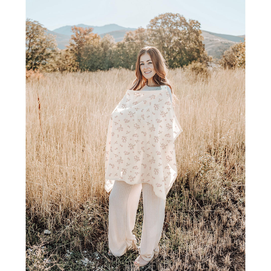 Konssy 2-Pack Muslin Nursing Cover Up for Breastfeeding Moms with Rigid Hoop, 100% Cotton, Lightweight & Breathable Breastfeeding Cover, Adjustable & Comfort