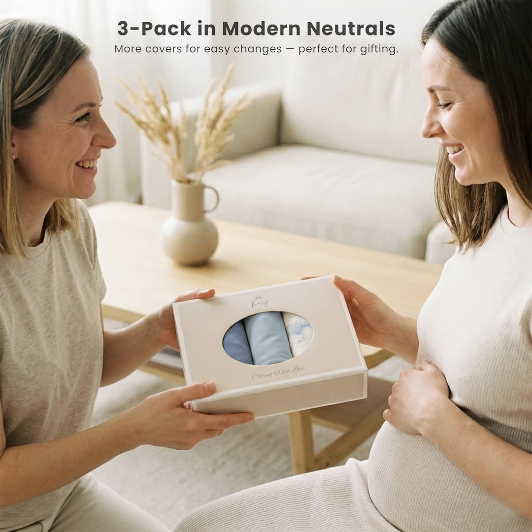 Konssy 3 Pack Stretchy Bassinet Sheets for Baby Girls and Boys, 33"x21" Silky-Soft & Breathable, Bassinet Mattress Sheet, for Baby Delight, Dream on Me, Rectangle Bassinet Sheets