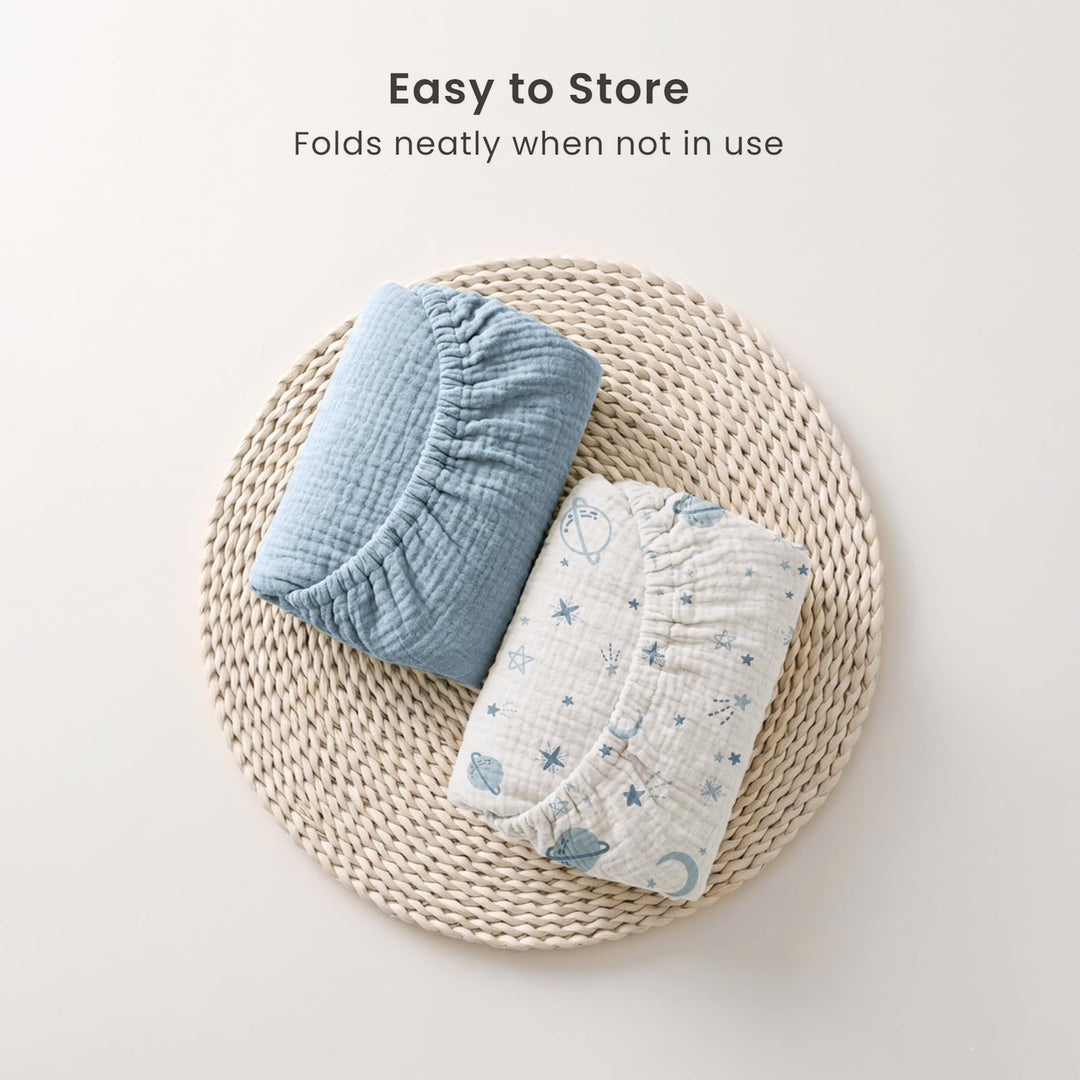 Konssy Muslin Bassinet Sheets for Baby Boys and Girls, 2 Pack, 33"x21" 100% Cotton, Bassinet Mattress Sheets, for Baby Delight, Dream on Me, Other Rectangle Bedside Mattresses