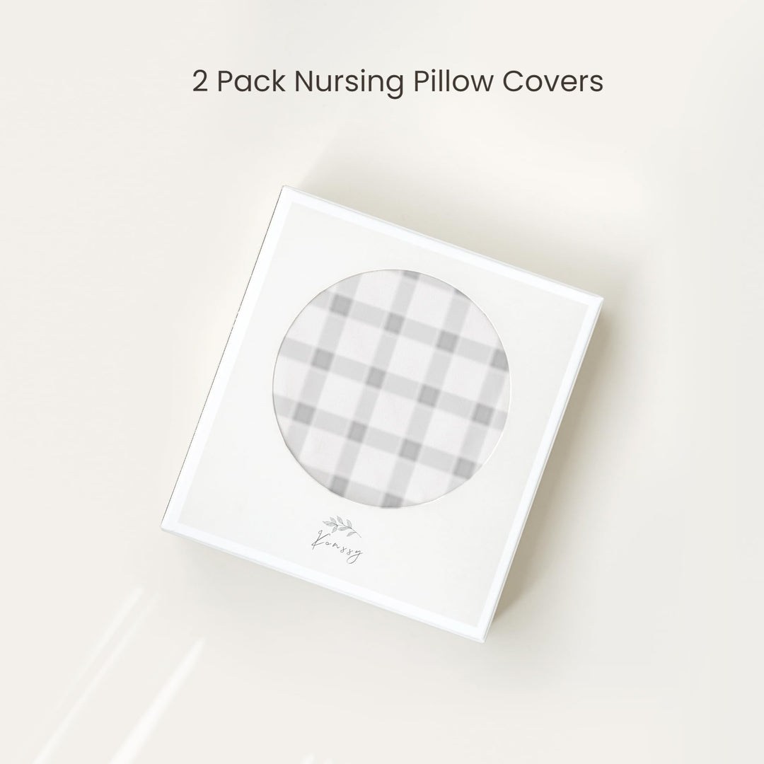 Konssy 2 Pack Nursing Pillow Covers, Soft Stretchy Cover for Breastfeeding Covers Only, Milk Silk Fabric, Breathable & Machine Washable, Slipcovers for Newborn Baby Boy Girl,
