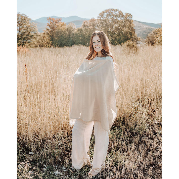 Konssy 2-Pack Muslin Nursing Cover Up for Breastfeeding Moms with Rigid Hoop, 100% Cotton, Lightweight & Breathable Breastfeeding Cover, Adjustable & Comfort