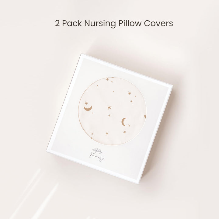 Konssy 2 Pack Nursing Pillow Covers, Soft Stretchy Cover for Breastfeeding Covers Only, Milk Silk Fabric, Breathable & Machine Washable, Slipcovers for Newborn Baby Boy Girl,