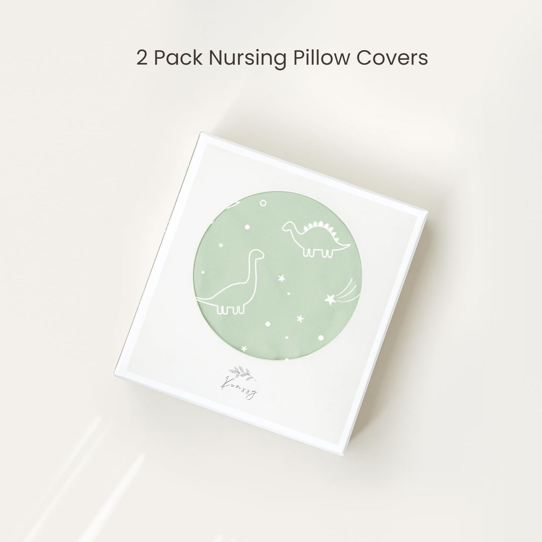 Konssy 2 Pack Nursing Pillow Covers, Soft Stretchy Cover for Breastfeeding Covers Only, Milk Silk Fabric, Breathable & Machine Washable, Slipcovers for Newborn Baby Boy Girl,