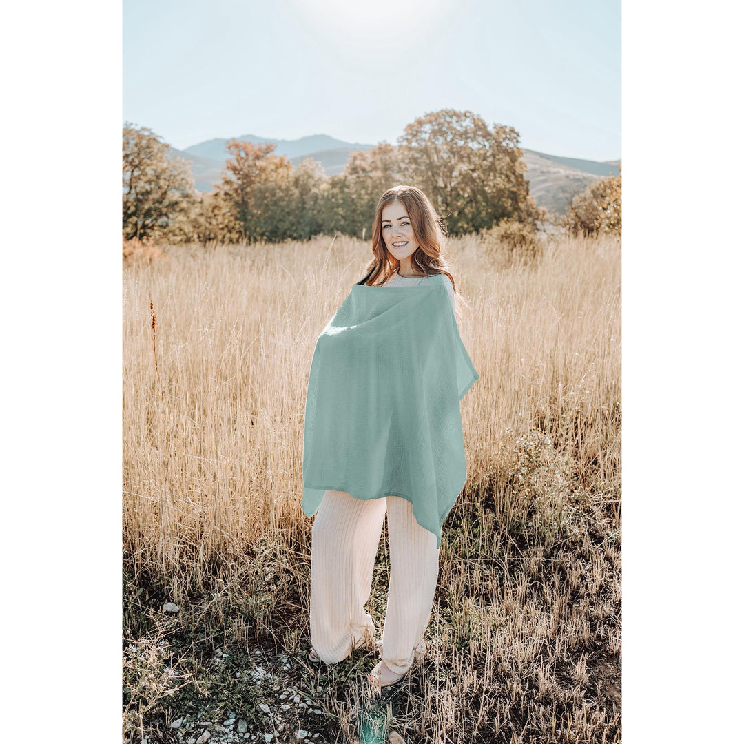 Konssy Muslin Nursing Cover Up for Breastfeeding with Rigid Hoop 100% Cotton Nursing Apron, Lightweight & Breathable, Carseat Canopy, Breast Feeding Covers for Women