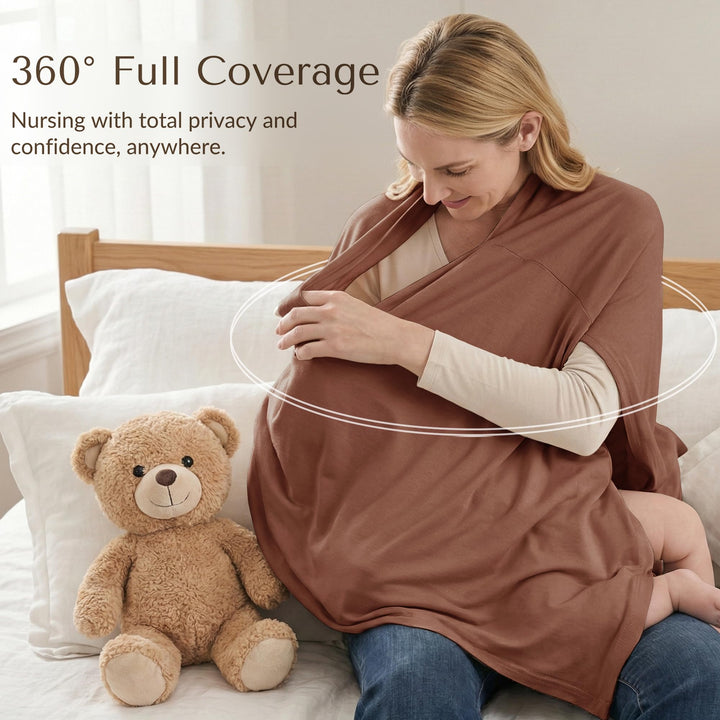Konssy Rayon Made from Bamboo Nursing Cover for Breastfeeding Buttery Soft, Breathable & Stretchy, Wearable Nursing Poncho, Multi-Use Car Seat Canopy, 360° Full Privacy