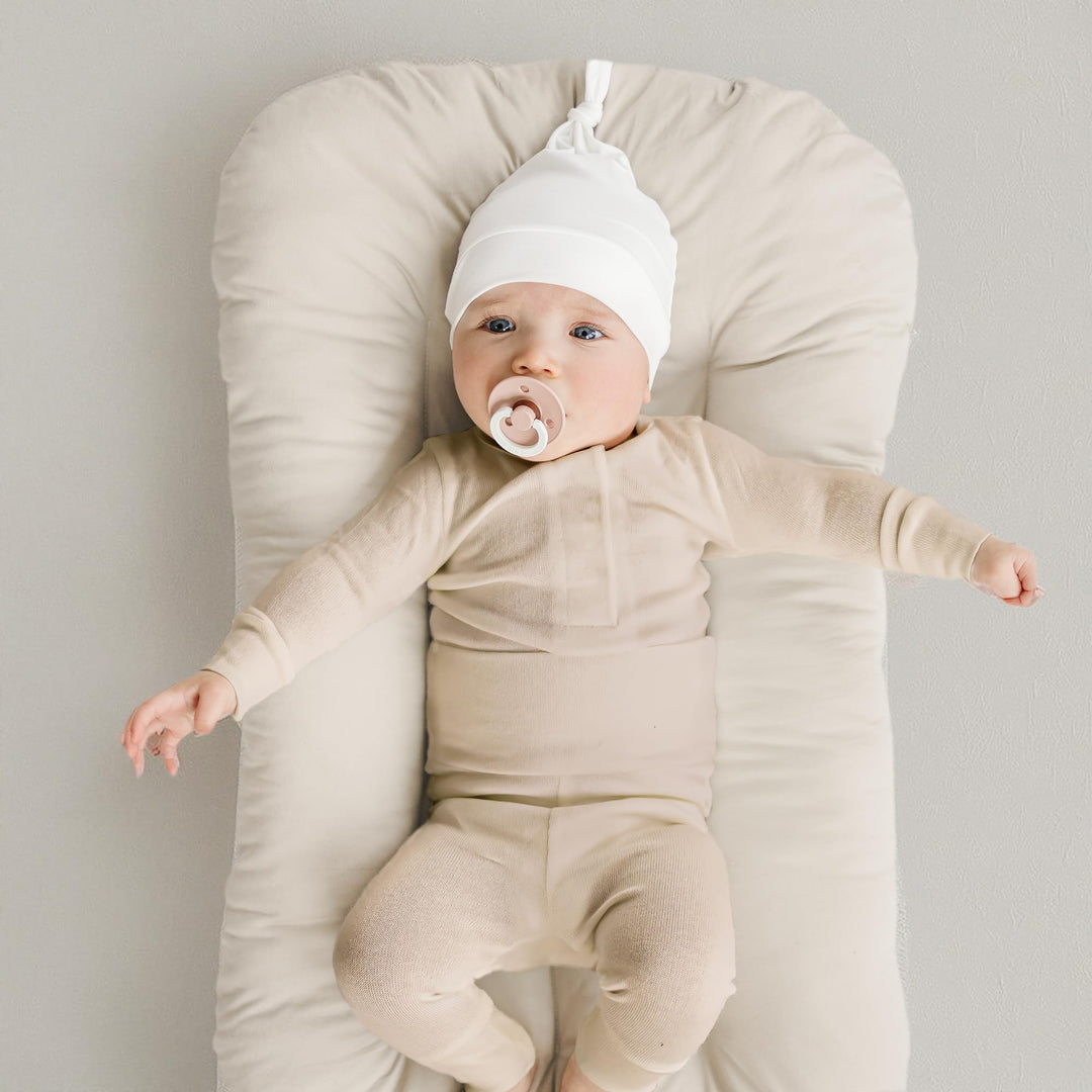 Konssy Baby Newborn Beanie Hat for Infant Girl Boy 0-6 Months Knot Sleepy Baby Hats, Buttery Soft & Stretchy Fabric, Preemie & Newborn Hospital Hat, for All Season