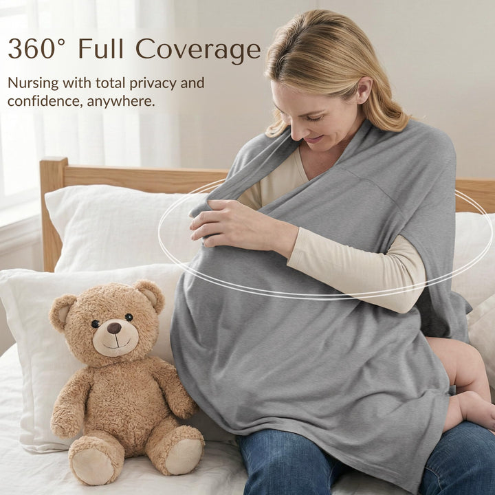 Konssy Rayon Made from Bamboo Nursing Cover for Breastfeeding Buttery Soft, Breathable & Stretchy, Wearable Nursing Poncho, Multi-Use Car Seat Canopy, 360° Full Privacy