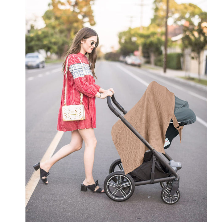 Konssy Muslin Nursing Cover Up for Breastfeeding with Rigid Hoop 100% Cotton Nursing Apron, Lightweight & Breathable, Carseat Canopy, Breast Feeding Covers for Women