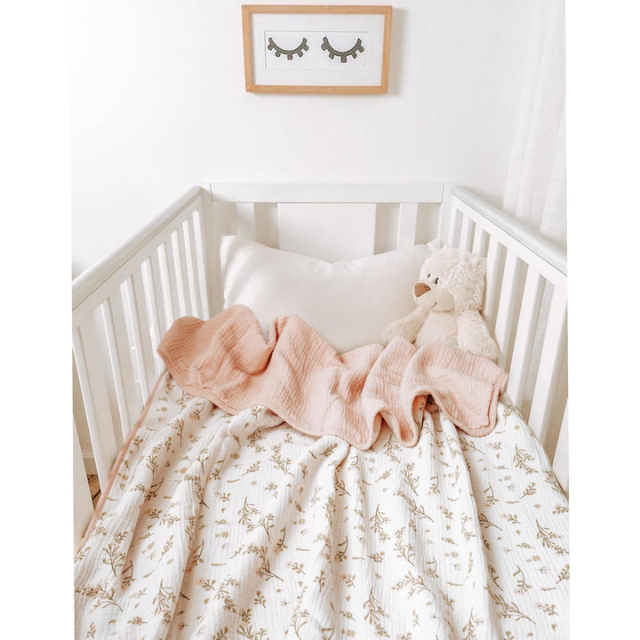 Konssy 100% Cotton Muslin Baby Blanket for Girls Boys, 40"x36" Soft & Lightweight, 4-Layer Muslin, for Receiving, Swaddling, Crib, Stroller & Nursery, Newborn to Toddler