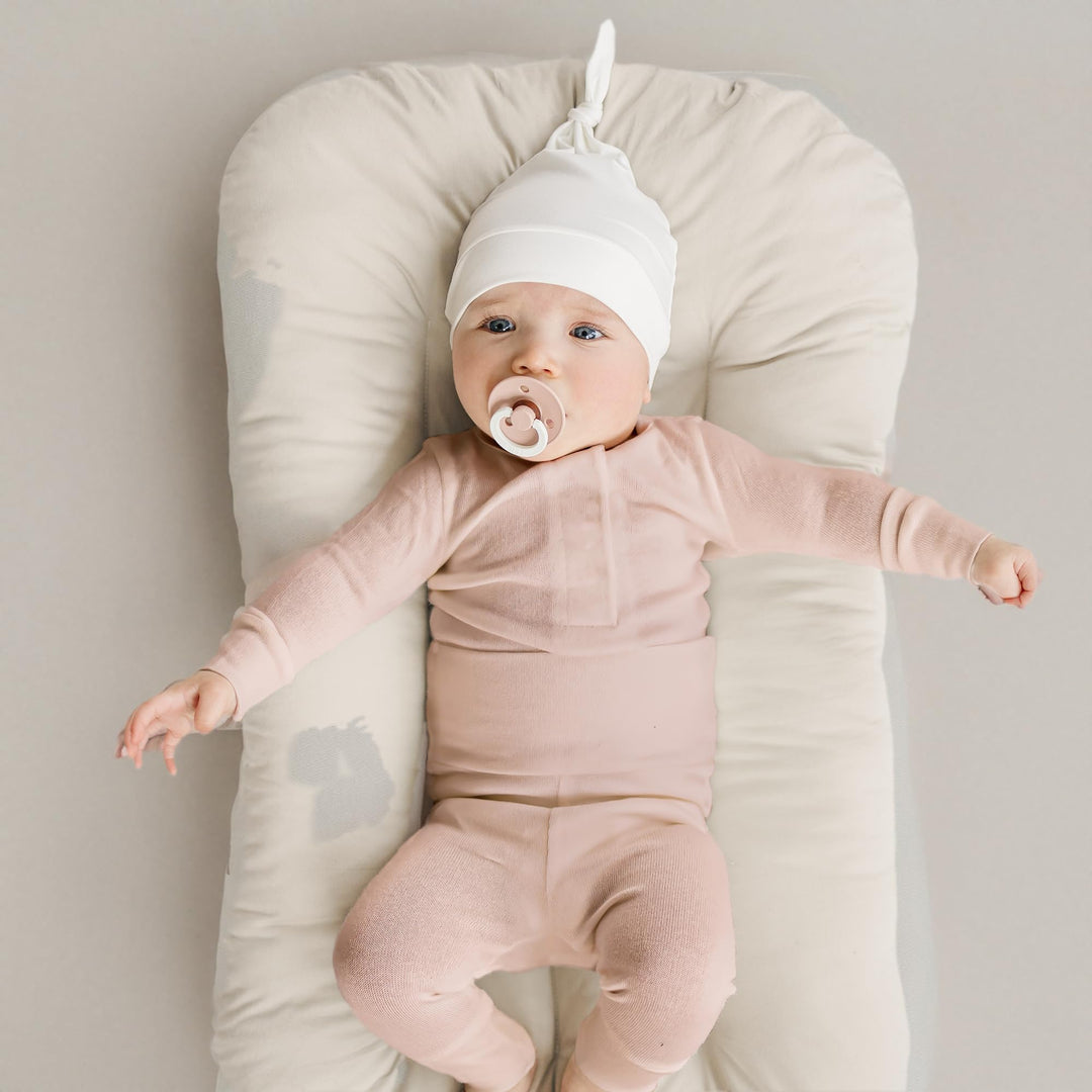 Konssy Baby Newborn Beanie Hat for Infant Girl Boy 0-6 Months Knot Sleepy Baby Hats, Buttery Soft & Stretchy Fabric, Preemie & Newborn Hospital Hat, for All Season