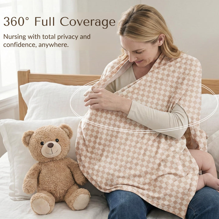 Konssy Rayon Made from Bamboo Nursing Cover for Breastfeeding Buttery Soft, Breathable & Stretchy, Wearable Nursing Poncho, Multi-Use Car Seat Canopy, 360° Full Privacy