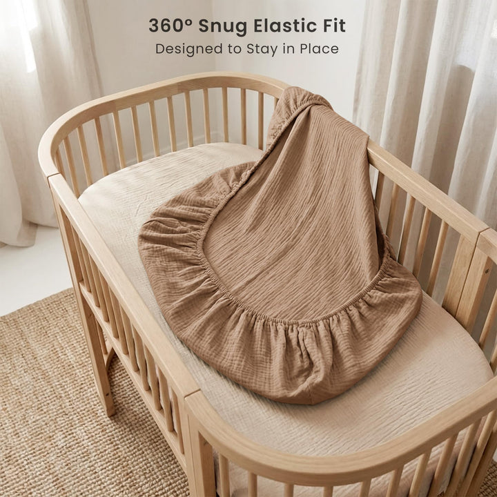 Konssy Muslin Bassinet Sheets for Baby Boys and Girls, 2 Pack, 33"x21" 100% Cotton, Bassinet Mattress Sheets, for Baby Delight, Dream on Me, Other Rectangle Bedside Mattresses