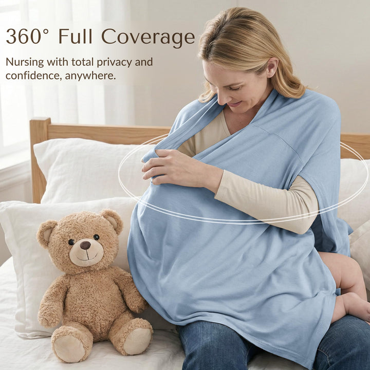 Konssy Rayon Made from Bamboo Nursing Cover for Breastfeeding Buttery Soft, Breathable & Stretchy, Wearable Nursing Poncho, Multi-Use Car Seat Canopy, 360° Full Privacy