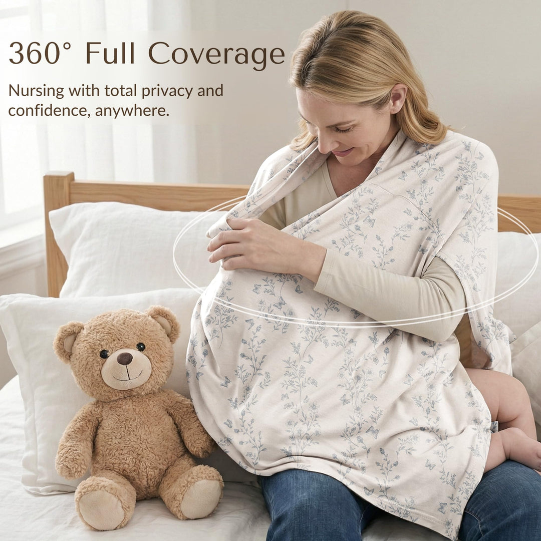 Konssy Rayon Made from Bamboo Nursing Cover for Breastfeeding Buttery Soft, Breathable & Stretchy, Wearable Nursing Poncho, Multi-Use Car Seat Canopy, 360° Full Privacy