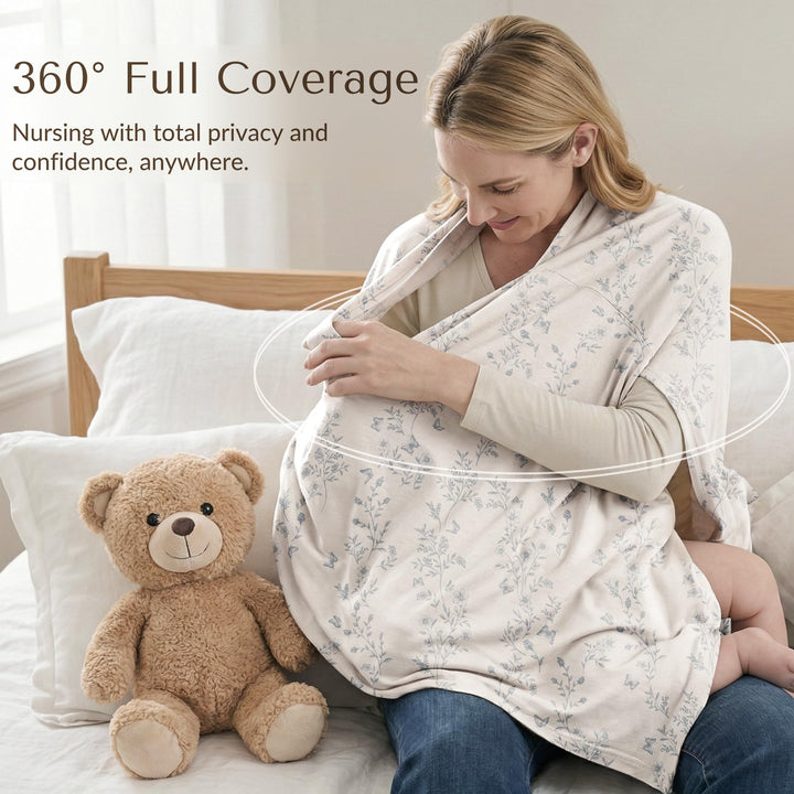 Konssy Rayon Made from Bamboo Nursing Cover for Breastfeeding Buttery Soft, Breathable & Stretchy, Wearable Nursing Poncho, Multi-Use Car Seat Canopy, 360° Full Privacy