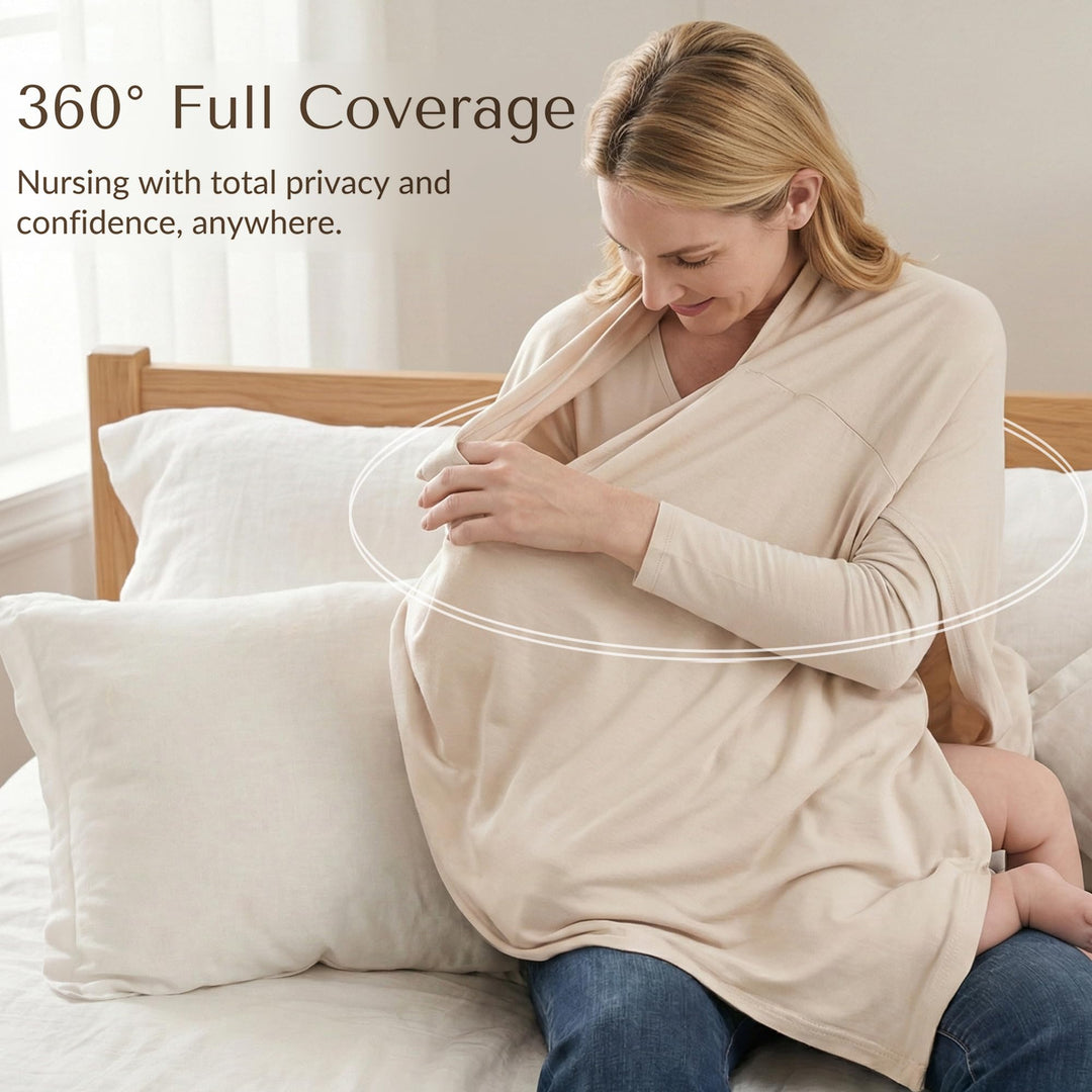 Konssy Rayon Made from Bamboo Nursing Cover for Breastfeeding Buttery Soft, Breathable & Stretchy, Wearable Nursing Poncho, Multi-Use Car Seat Canopy, 360° Full Privacy