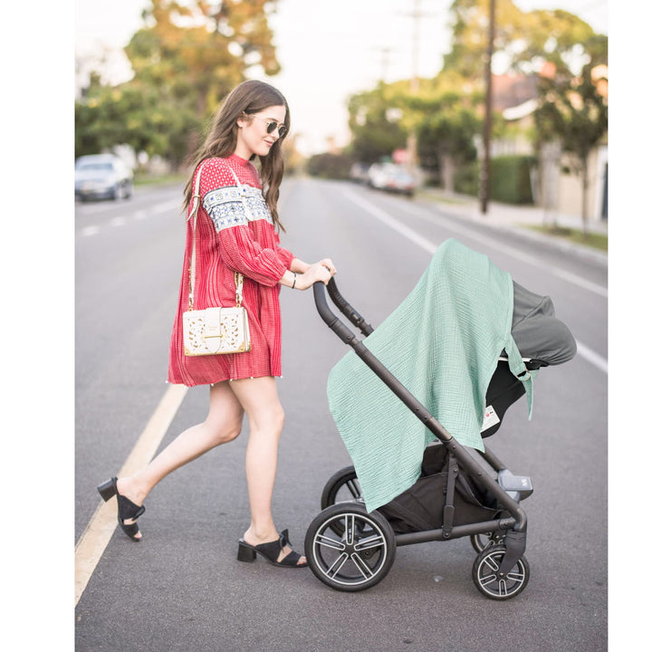 Konssy Muslin Nursing Cover Up for Breastfeeding with Rigid Hoop 100% Cotton Nursing Apron, Lightweight & Breathable, Carseat Canopy, Breast Feeding Covers for Women