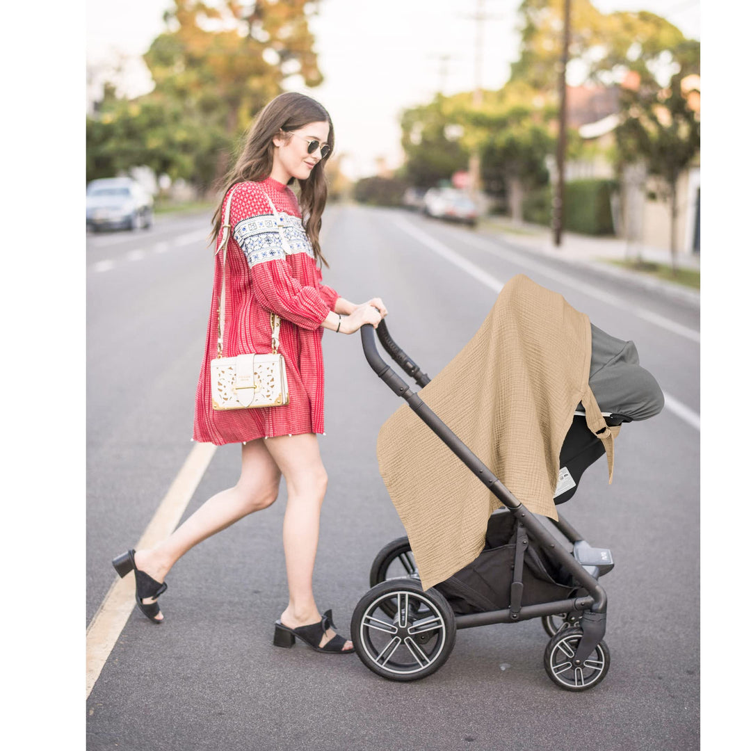 Konssy Muslin Nursing Cover Up for Breastfeeding with Rigid Hoop 100% Cotton Nursing Apron, Lightweight & Breathable, Carseat Canopy, Breast Feeding Covers for Women