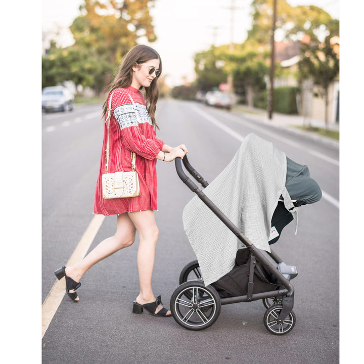 Konssy Muslin Nursing Cover Up for Breastfeeding with Rigid Hoop 100% Cotton Nursing Apron, Lightweight & Breathable, Carseat Canopy, Breast Feeding Covers for Women