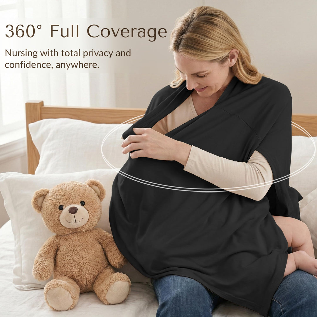 Konssy Rayon Made from Bamboo Nursing Cover for Breastfeeding Buttery Soft, Breathable & Stretchy, Wearable Nursing Poncho, Multi-Use Car Seat Canopy, 360° Full Privacy