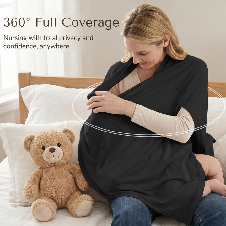 Konssy Rayon Made from Bamboo Nursing Cover for Breastfeeding Buttery Soft, Breathable & Stretchy, Wearable Nursing Poncho, Multi-Use Car Seat Canopy, 360° Full Privacy
