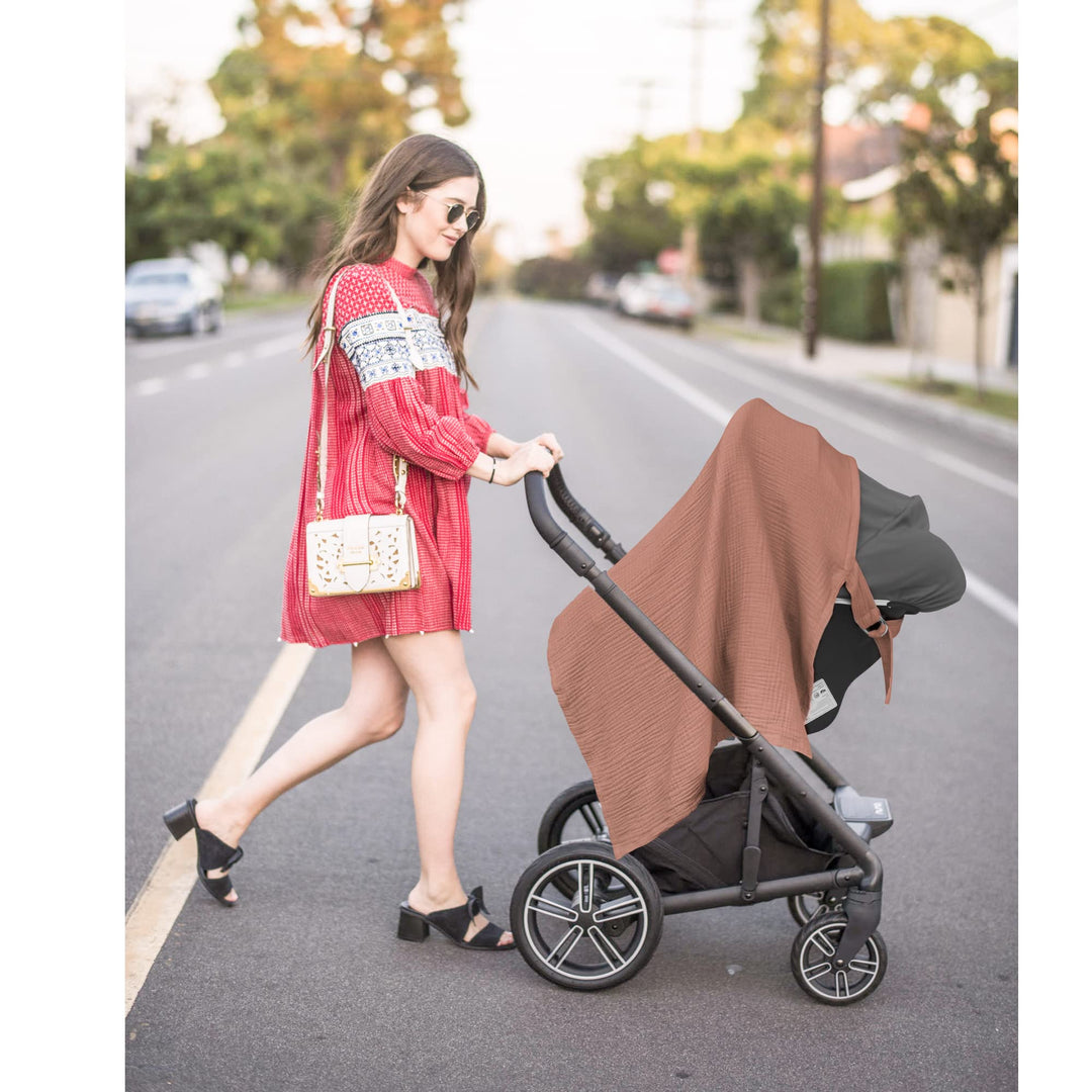 Konssy Muslin Nursing Cover Up for Breastfeeding with Rigid Hoop 100% Cotton Nursing Apron, Lightweight & Breathable, Carseat Canopy, Breast Feeding Covers for Women