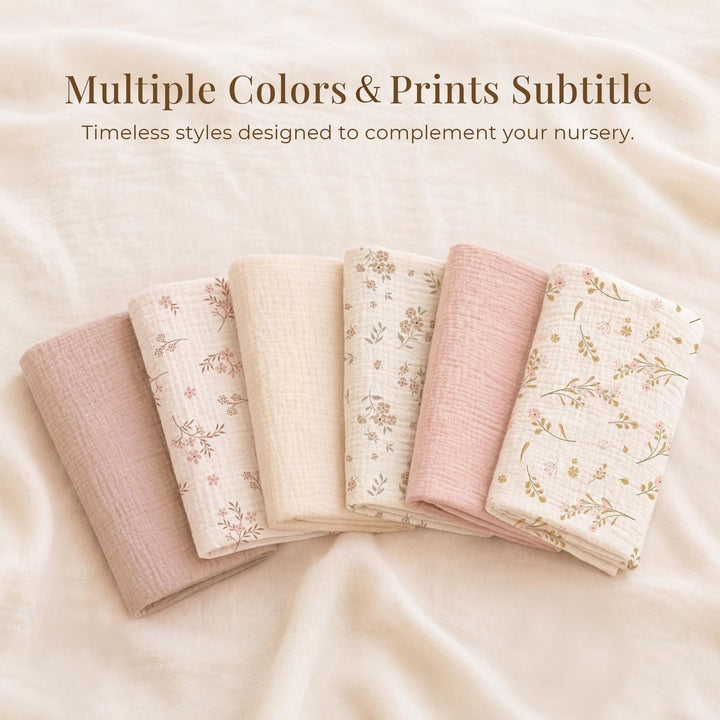 Konssy 2-Pack Muslin Nursing Pillow Covers, Floral Soft Slipcover for Baby Covers Only, 100% Cotton, Hidden Zipper, Washable, Breastfeeding Pillows Covers for Newborn Boys & Girls