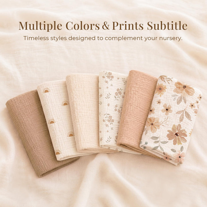 Konssy 2-Pack Muslin Nursing Pillow Covers, Floral Soft Slipcover for Baby Covers Only, 100% Cotton, Hidden Zipper, Washable, Breastfeeding Pillows Covers for Newborn Boys & Girls