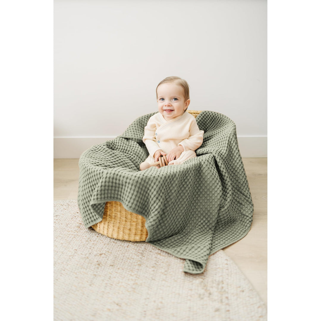 Konssy Waffle Baby Blanket for Boys & Girls, Soft Newborn Swaddle Blanket Waffle Knit, Cozy Crib Blanket Neutral for Nursery, Stroller & Toddler Bed, Machine Washable, 47" x 33"
